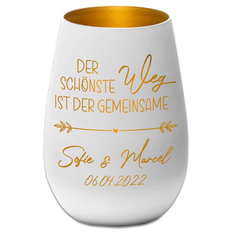 Hochzeitsgeschenk Windlicht Der schönste Weg ist der gemeinsame personalisierbar Gravur Namen Liebe Valentinstag Jahrestag Bild 2