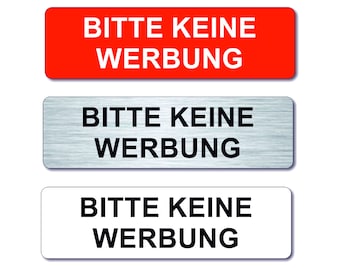 Briefkastenschild - Bitte keine Werbung - selbstklebend - 3 verschiedene Farben - Made in Germany - Laserfy