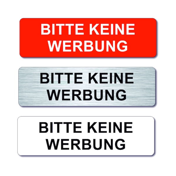 Briefkastenschild - Bitte keine Werbung - selbstklebend - 3 verschiedene Farben - Made in Germany - Laserfy