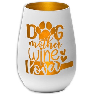 Windlicht Dog mother wine lover weiß schwarz Geschenk Bild 2