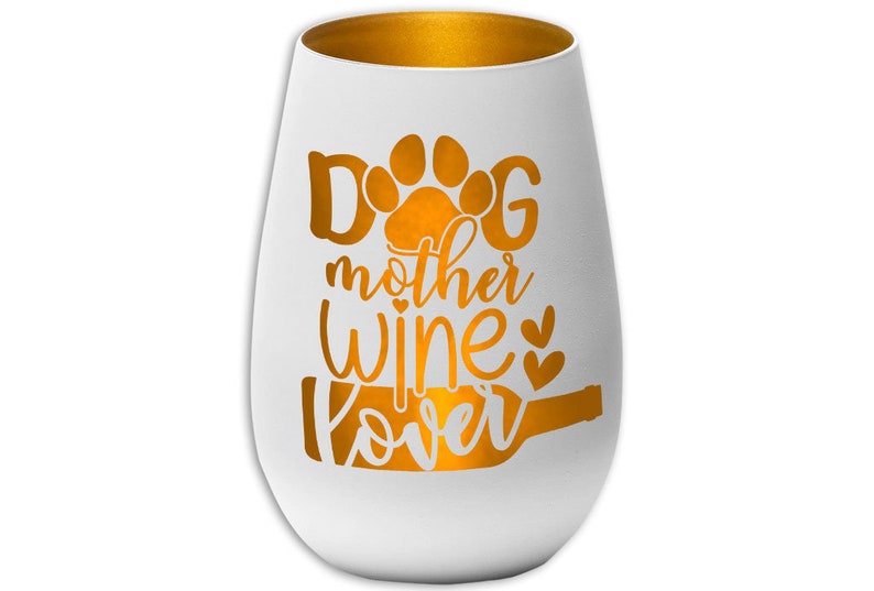 Windlicht Dog mother wine lover weiß schwarz Geschenk Bild 2