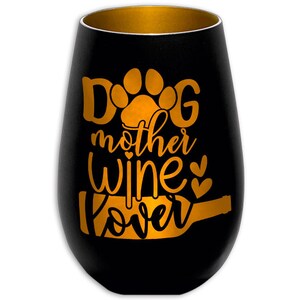 Windlicht Dog mother wine lover weiß schwarz Geschenk Bild 4