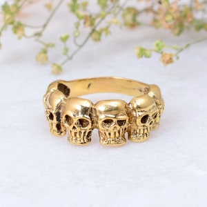 Gothic Skull Ring, Gold Skull Ring, Multi Skull ring, Handmade jewelry, Personalized gift, Minimalist Ring, Women skull ring, Men skull ring