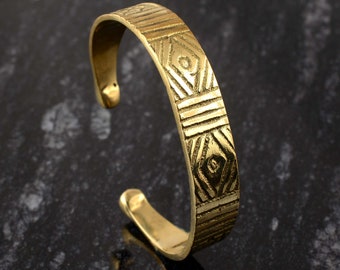 Textured Brass Cuff Bracelet: Handmade Minimalist Armlet