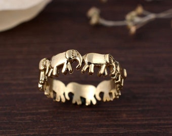 Anneau d'éléphant, anneau fait main, anneau en laiton d'or, cadeau pour elle, anneau de concepteur, anneau de promesse, cadeau personnalisé, anneau délicat, anneau animal, cadeaux