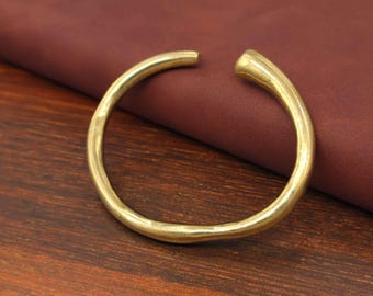 Handmade Brass Chunky Bracelet, Gold Cuff Bangle Bracelet
