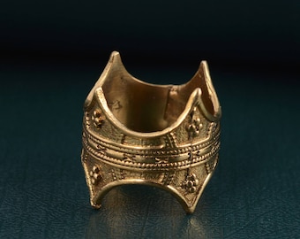 Brass Crown Ring: Gold Statement Band, Boho Promise Ring