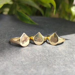 Brass Zodiac Signet Ring: Astrology Horoscope Jewelry