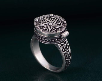 Bague empoisonnée en laiton faite main, boîte cachée minimaliste