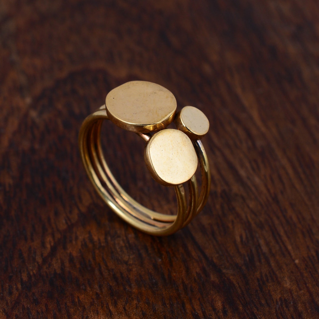 Gold Signet Band, Gold Signet Ring, Women Signet Ring, Brass Signet ...