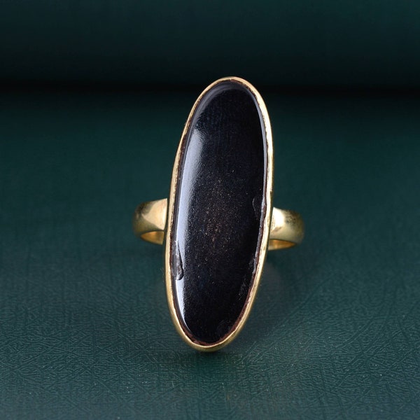 Black Obsidian Ring, Big stone Ring, Minimalist jewelry, Statement Ring, Personalized gift, Black stone ring, Women rings, Protective stone