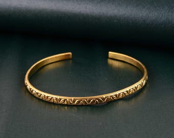 Dainty Brass Arm Cuff: Minimalist Boho Flower Armlet