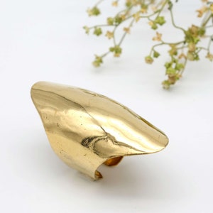 Vintage Brass Statement Ring: Adjustable Wide Band