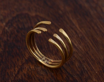 Anillo de alambre abierto de latón ajustable: Anillo Boho Midi