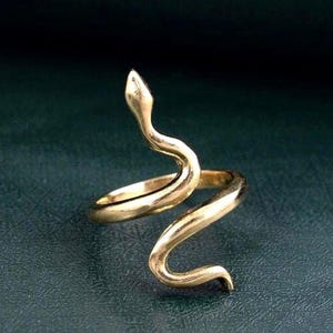 Verstelbare koperen slangenring, minimalistische slangensieraden