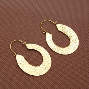 Gold Hammered Earrings, Hammered Solid Brass Earrings, Handmade jewellery, Handmade earrings, Gold Earrings, Wedding Earring, Tribal Earring