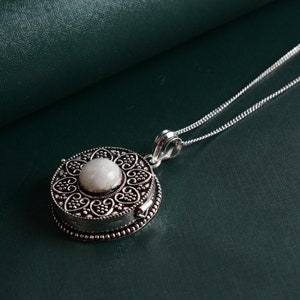 Minimalist Moonstone Pendant, Personalized Gift, Dainty Silver Pendant, Moonstone Poison Pendant, Silver Poison Pendant, Pill Box Pendant