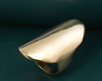 Handmade Brass Statement Ring: Full Finger Minimalist Jewelry