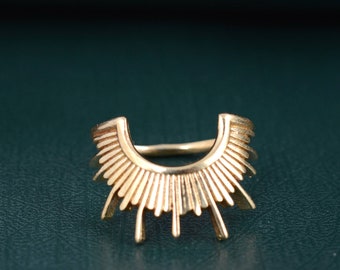 Minimalist Gold Sun Ring: Handmade Brass Boho Jewelry