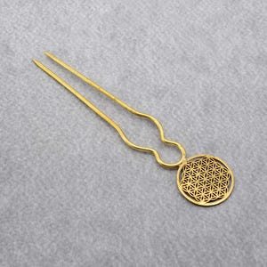 Brass Hair Fork Pin: Minimalist Gold Hair Accessory