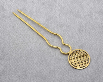 Brass Hair Fork Pin: Minimalist Gold Hair Accessory