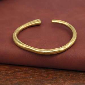 Handmade Brass Chunky Bracelet, Gold Cuff Bangle Bracelet image 5