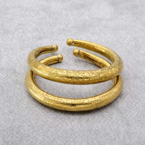 Engraved Flower Brass Anklets: Boho Tribal Foot Bracelets