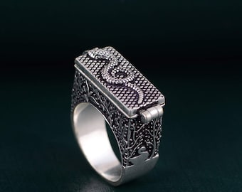 Snake Brass Poison Ring, Secret Compartment Pill Box