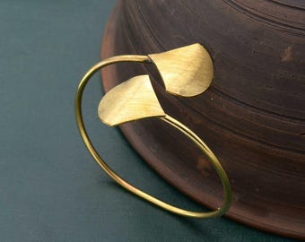 Gold Brass Boho Arm Cuff: Minimalist Upper Arm Band