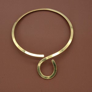Minimalist Choker, Gold Tribal Choker, Handmade Choker, Choker for Women, Celtic Torque Necklace, Brass Ethnic Choker, Tribal Flat Necklace