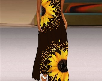 women sunflower dress
