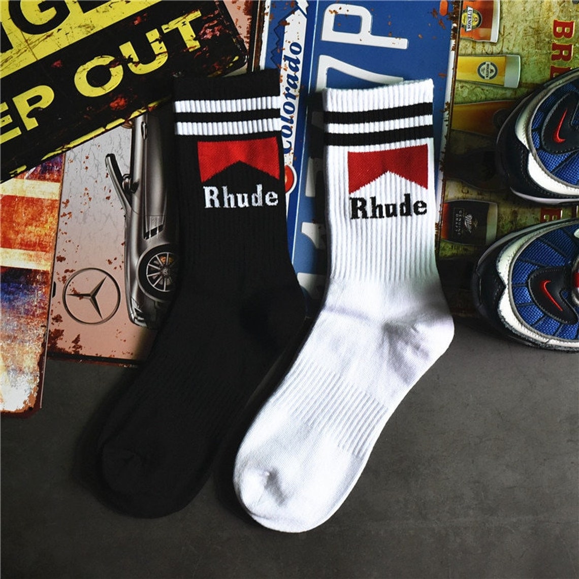 rhude socks blue