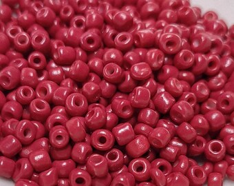 6/0 Opaque Red Seed Beads, 4mm Rocailles, 20g - Item Number 6635