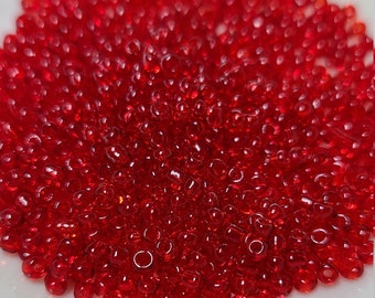 11/0 Transparent Red Seed Beads, 2mm Rocailles, 10, 20 or 50g - Item Number 11952