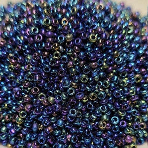 11/0 Blue Iris Seed Beads, 2mm Rocailles, 10 or 20g - Item Number 8690