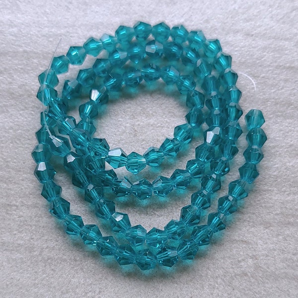 4mm Teal Blue Bicones - 12 inch strand