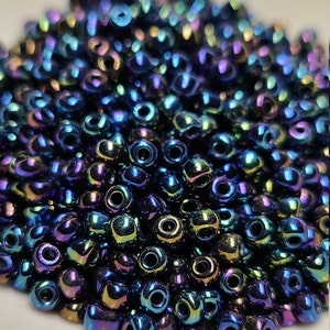 6/0 Opaque Rainbow Iris Seed Beads, 4mm Rocailles, 100g - Item Number 6041