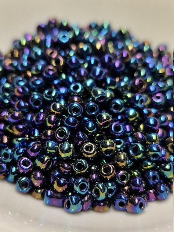 6/0 Opaque Rainbow Iris Seed Beads, 4mm Rocailles, 20g Item Number