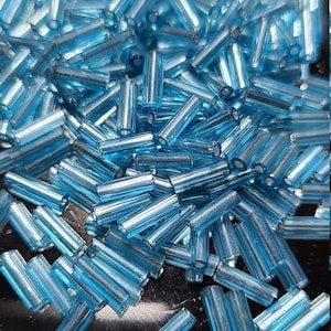 1/4in Silver Lined Turquoise Bugle Beads Seed Beads