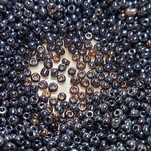 11/0 Transparent Luster Dark Brown Seed Beads, 2mm Rocailles, 10 or 20g - Item Number 11950
