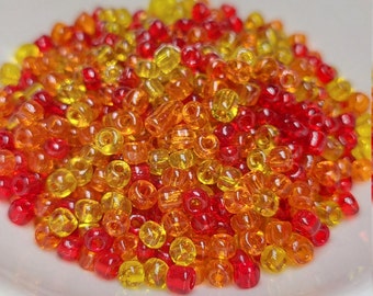 6/0 Inferno Mix Seed Beads, 4mm Rocailles, 20 grams - Item Number 9569