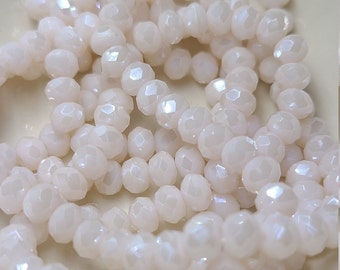 Luster Eggshell Opaque Glass Rondelles - 6x4.5mm 12 Inch Strand - Item Number 4120