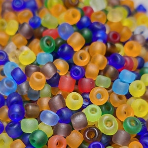 6/0 Matte Transparent Mixed Seed Beads, 4mm Rocailles, 20 grams - Item Number 6042