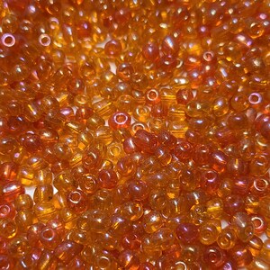 6/0 MIX Transparent Orange Seed Beads, 4mm Rocailles, 50 grams - Item Number 6036