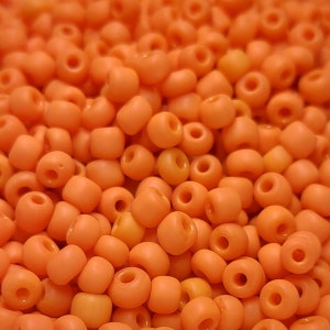 6/0 Opaque Matte Orange Seed Beads, 4mm Rocailles, 20 grams - Item Number 6022