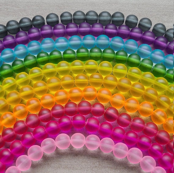 Frosted Glass Beads in 4 Sizes 12 Inch Strand Etsy