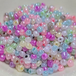 6/0 Ceylon Multicolor Seed Beads, 4mm Rocailles, 20g - Item Number 6035