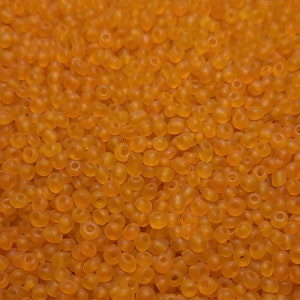 6/0 Transparent Matte Dark Orange Seed Beads, 4mm Rocailles, 20 grams - Item Number 6132