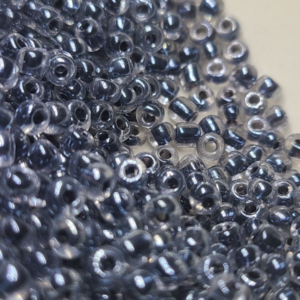 6/0 Luster Dark Blue Color Lined Seed Beads 4mm Rocailles, 50 grams - Item Number 6094