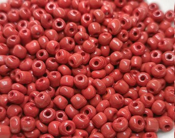 6/0 Opaque Red Seed Beads, 4mm Rocailles, 20g - Item Number 6060